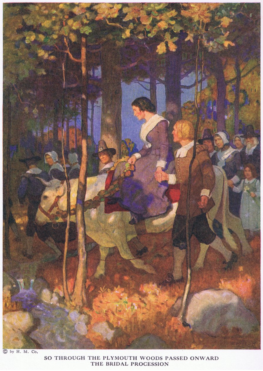 Così attraverso i boschi di Plymouth passò il corteo nuziale da Newell Convers Wyeth