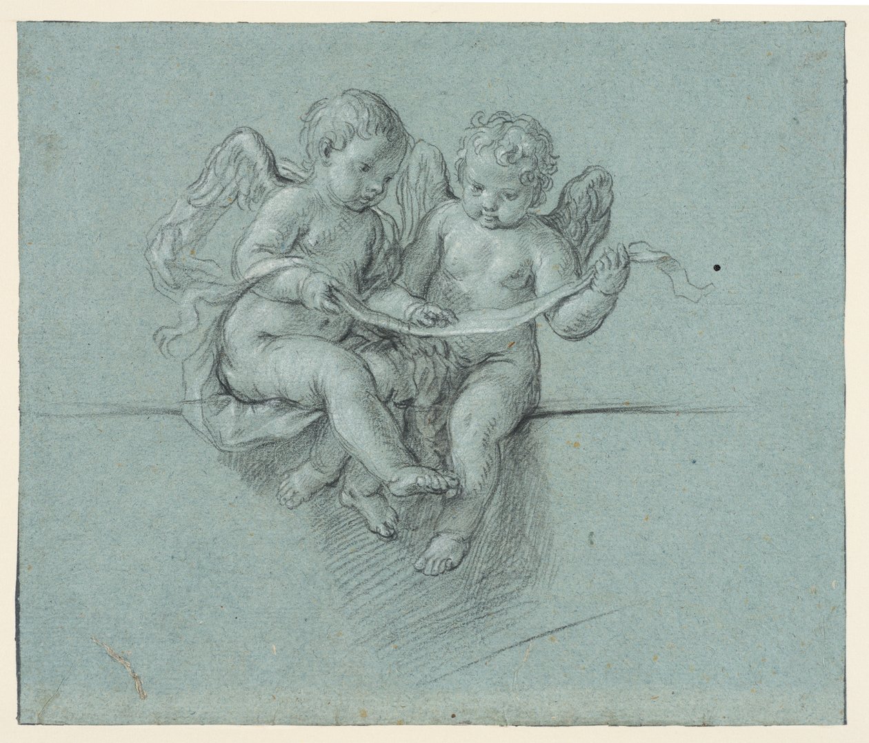 Due cherubini che tengono una pergamena da Niccolò (attr.to) Berrettoni