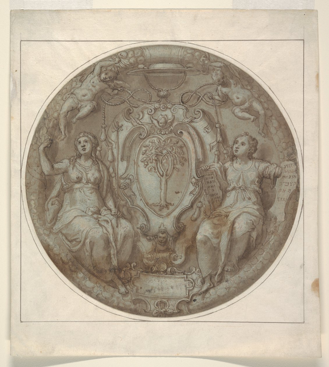 Progetto per un tondo con le armi del cardinale Giulio della Rovere da Niccolò Martinelli, called il Trometta