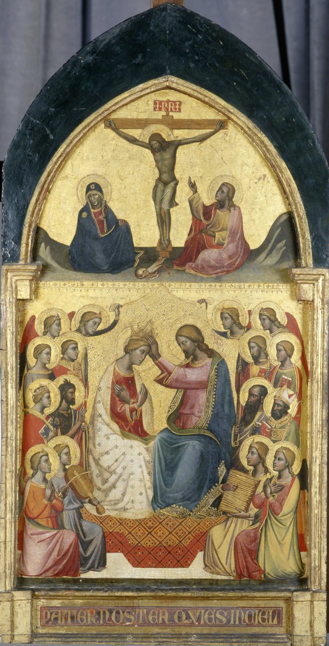 Incoronazione della Vergine con angeli, santi e la Crocifissione da Niccolo di Pietro workshop of Gerini