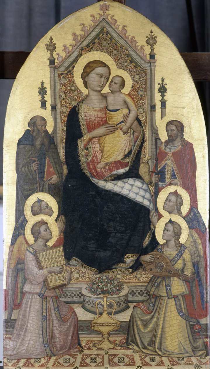 Madonna in trono con Bambino, Santi Antonio e Giuliano e quattro angeli da Niccolo di Pietro workshop of Gerini
