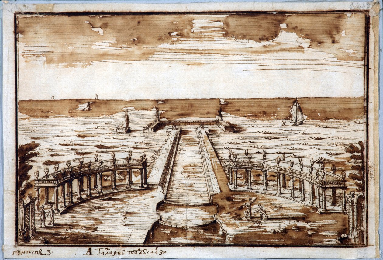 Colonnato "Galleria delle Curve" al Gateway di Peterhof da Niccolo Michetti