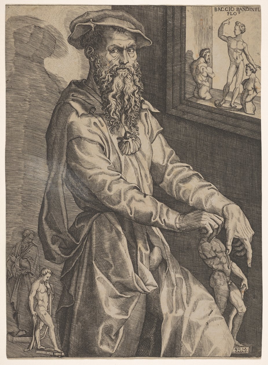 Ritratto di Baccio Bandinelli, a tre quarti di lunghezza accanto a un vetro di finestra, ca. 1540-48 da Niccolo della Casa