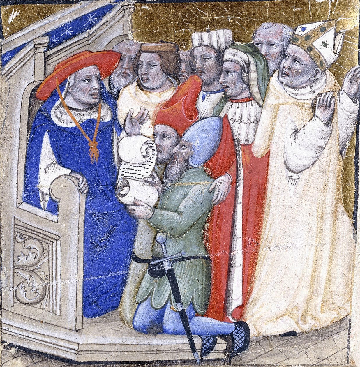 Un Cardinale che giudica un Vescovo, accusato da due laici, c.1380 da Niccolo di Giacomo