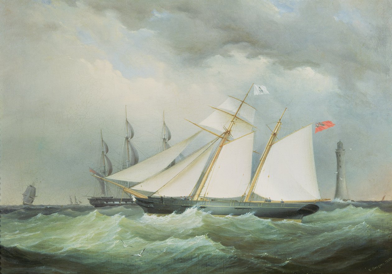 Schooner al largo del faro di Eddystone da Nicholas Matthews Condy