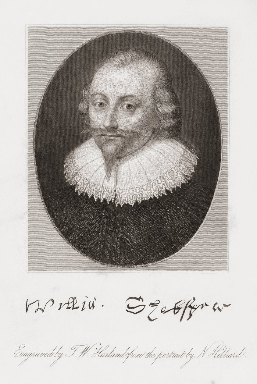 William Shakespeare. Ritratto di Hilliard da Nicholas (after) Hilliard