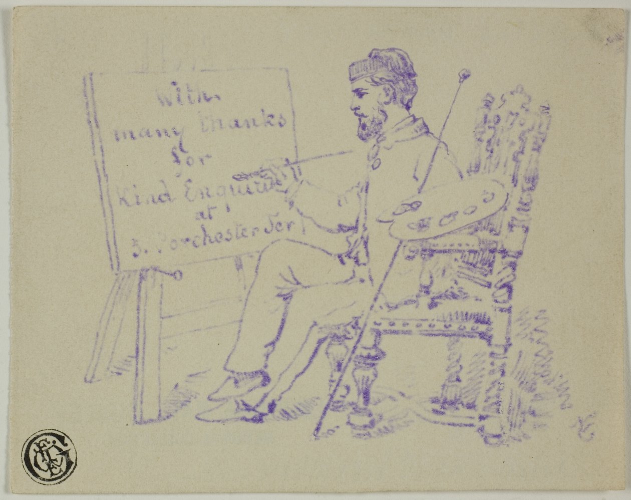 Artista seduto al cavalletto da Nicholas Chevalier