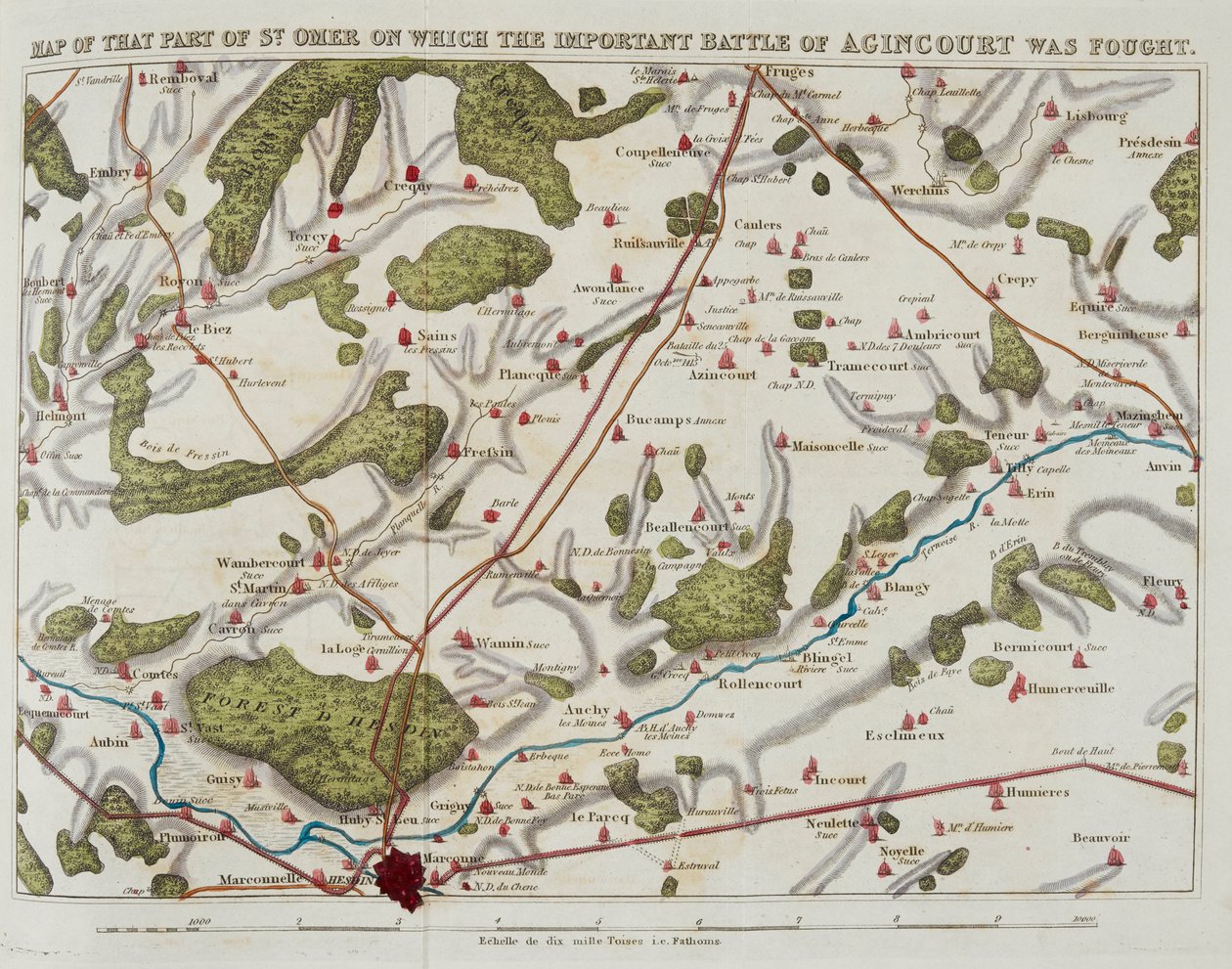 Mappa di quella parte di St. Omer in cui si svolse l