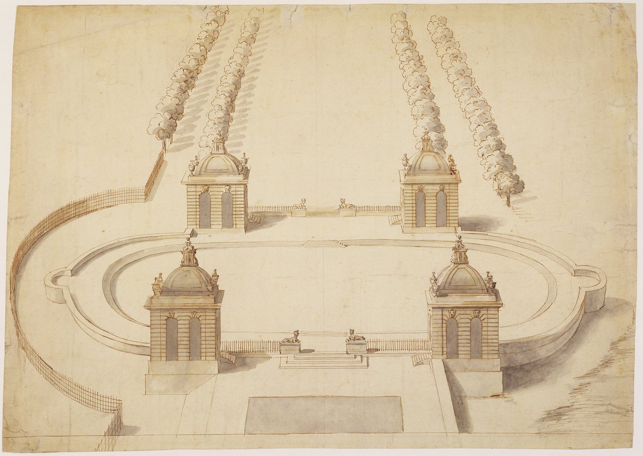 Progetto per un campo da bocce, Hampton Court, c.1689-91 da Nicholas Hawksmoor