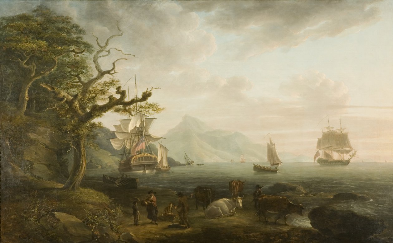 Una vista di Nevis da St. Kitts, 1790 da Nicholas Pocock