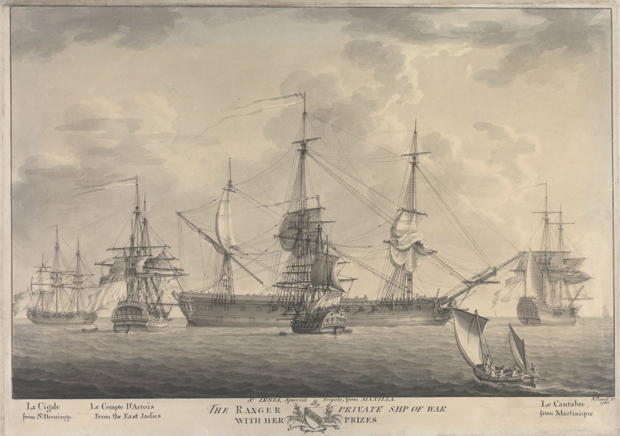 Il Ranger, nave da guerra privata, con i suoi premi da Nicholas Pocock