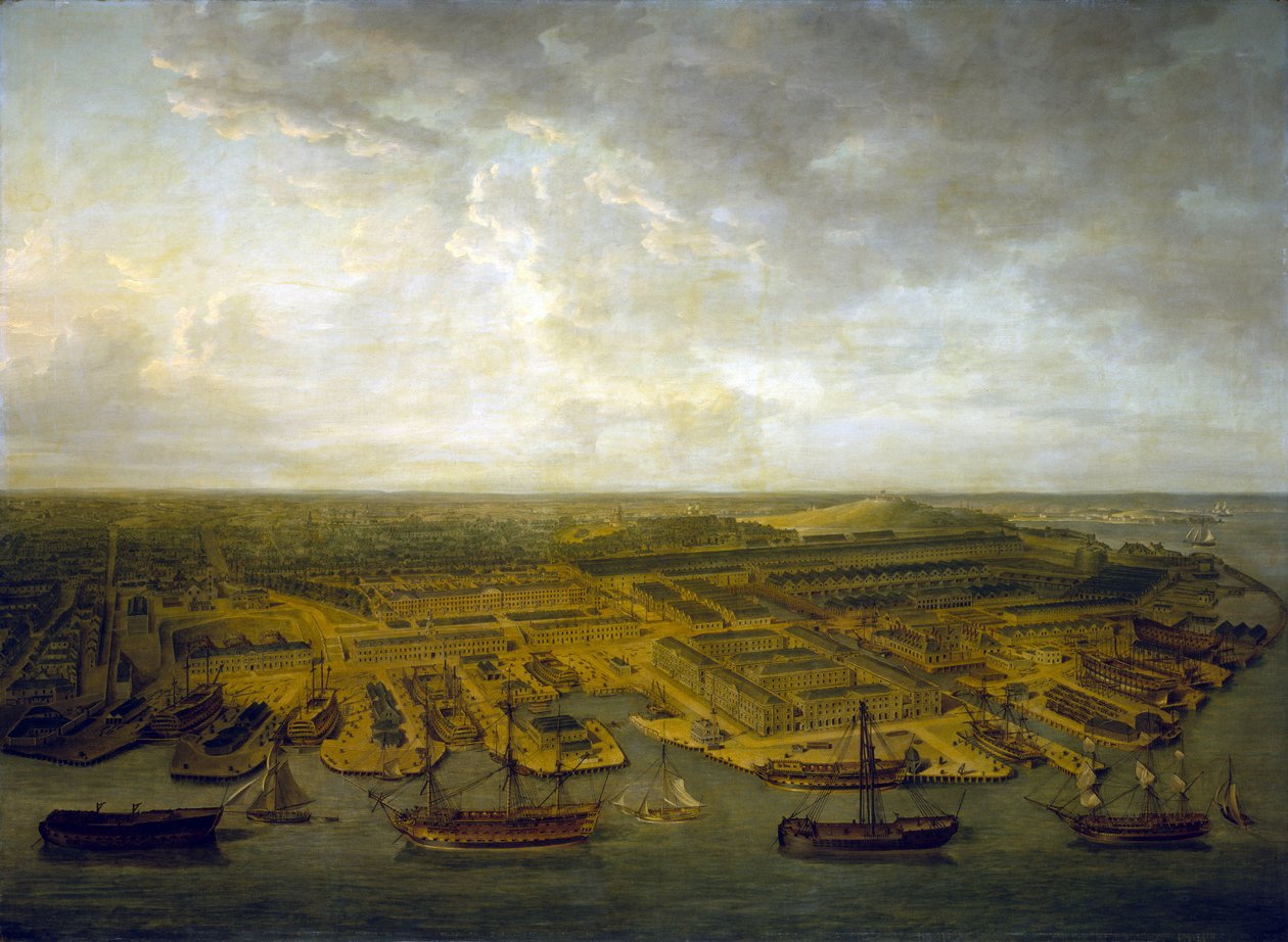 I cantieri e i moli di Plymouth (Inghilterra) da Nicholas Pocock