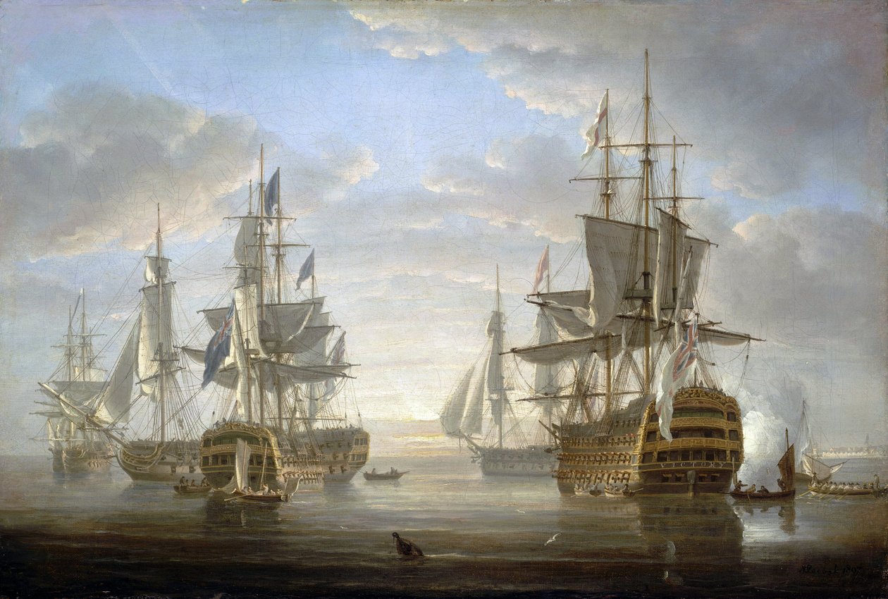 La flotta di navi da guerra in cui Horatio Nelson (1758-1805) era capitano durante le guerre rivoluzionarie e napoleoniche (1793-1805) da Nicholas Pocock