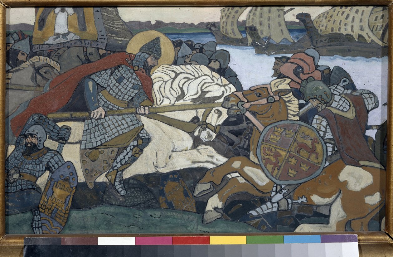 Alessandro Nevskij colpisce Birger Jarl. Episodio della battaglia della Neva da Nicholas Roerich