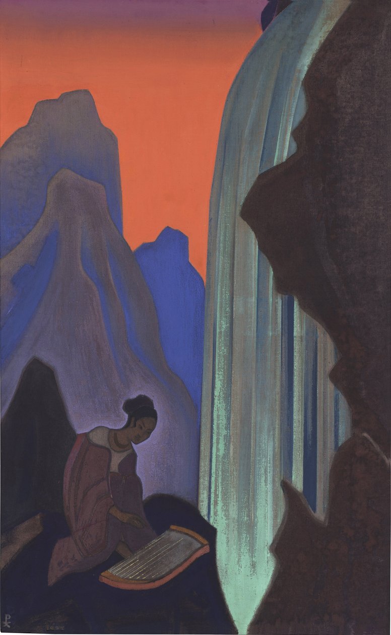Canto della cascata di Roerich, Nicholas (1874-1947). Tempera su tela, dimensioni: 99,5x61,5, Museo Statale d