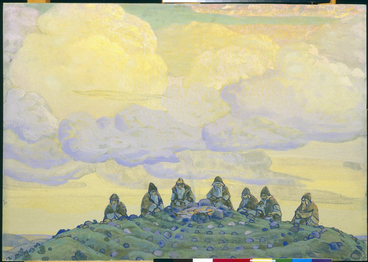 Il grande sacrificio: decorazione per il balletto "La sagra della primavera" di Igor Stravinsky, 1910 da Nicholas Roerich