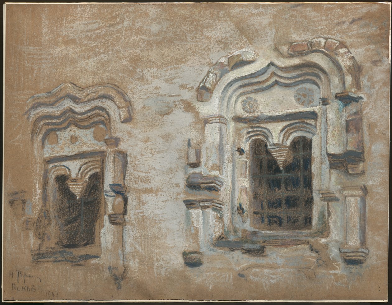 Finestre di una casa del XVII secolo, Pskov, da "Studi da un viaggio attraverso le vecchie città russe", 1903 da Nicholas Roerich