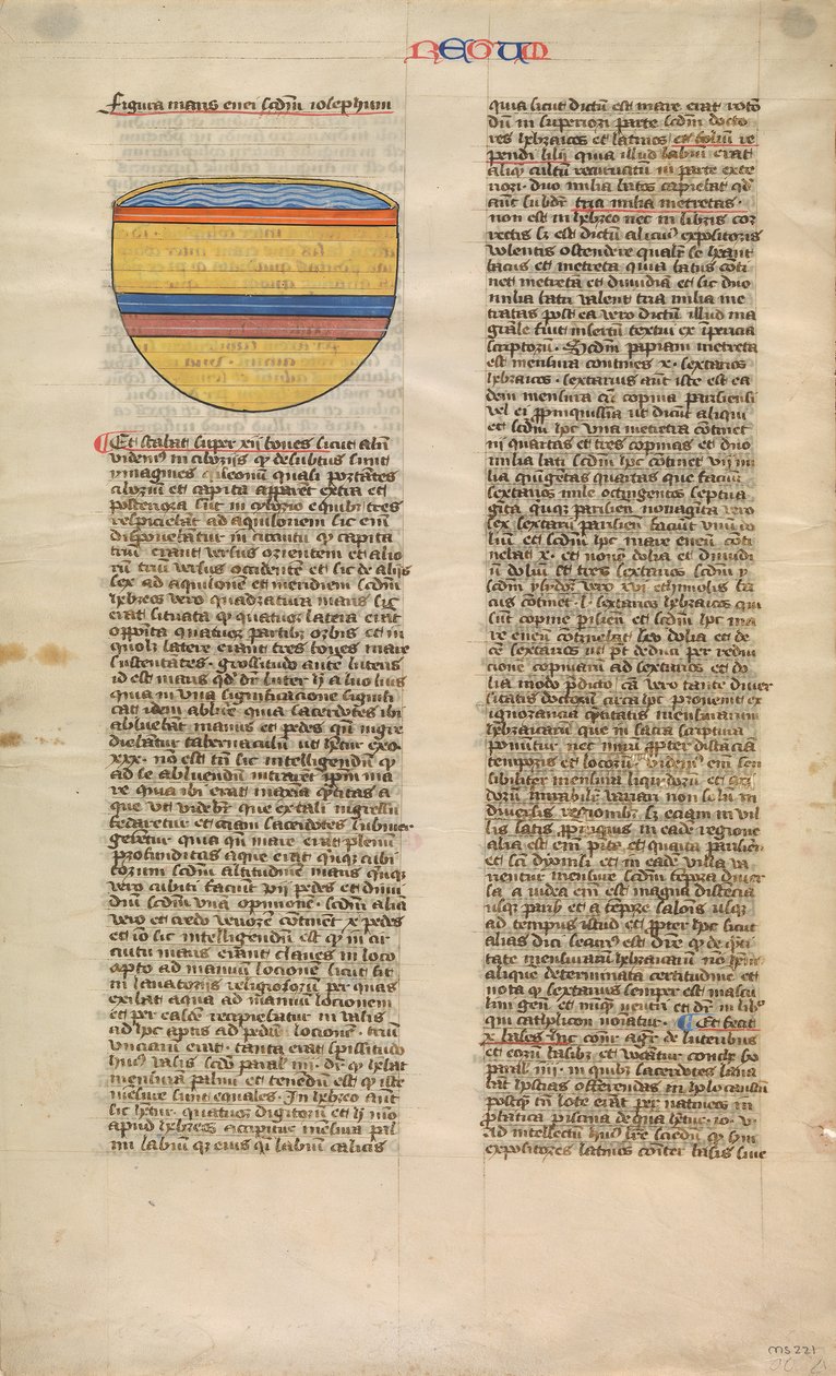 Mare di bronzo, una delle sei foglie illustrate dalla Postilla Litteralis, ca. 1360-1380 da Nicholas of Lyra