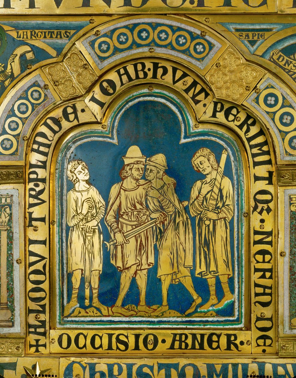 Joab uccide Abner, ex generale del re Saul, passato al re Davide. da Nicholas of Verdun