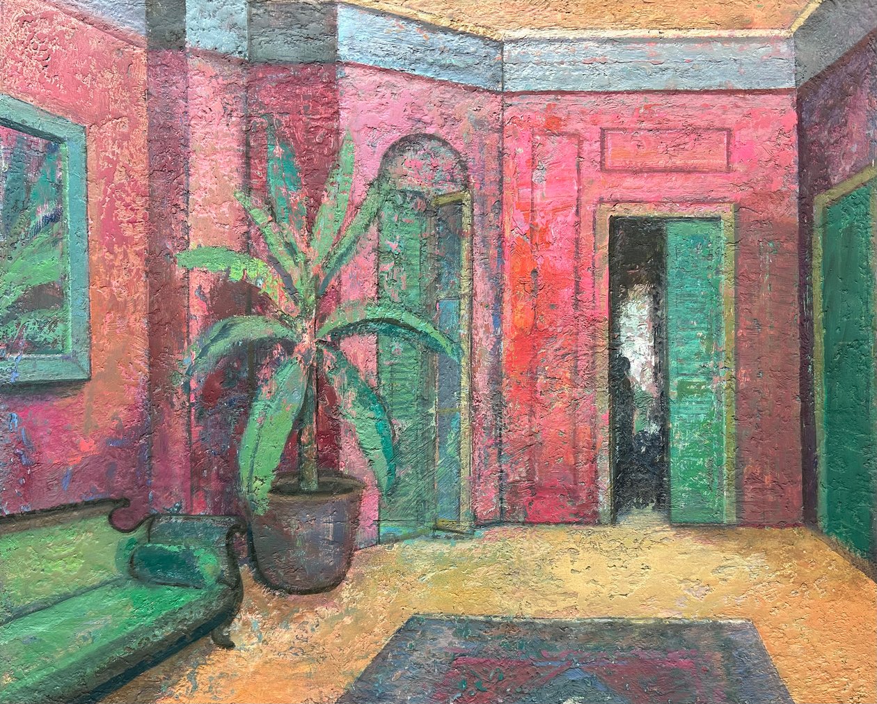 Interno rosso, 2022-23 (olio su tavola) da Nick Williams