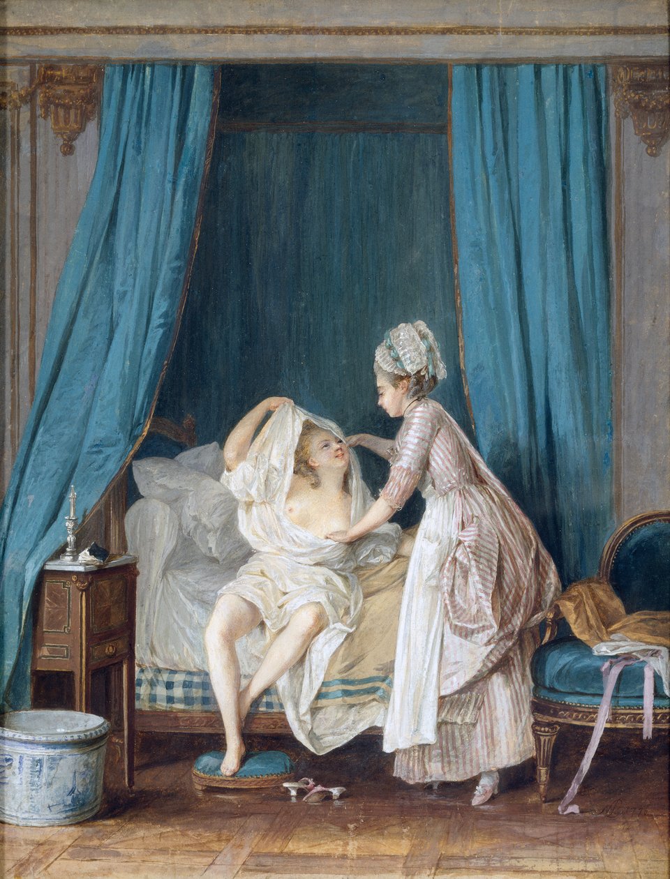 Signora che si alza dal letto, 1776 da Niclas II Lafrensen