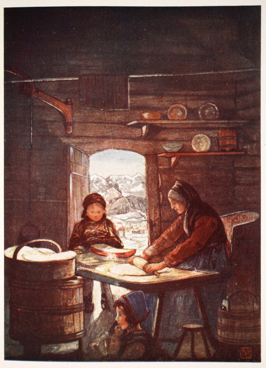 Preparazione del Flad-Brod: un interno di cottage, 1905 da Nico Jungman