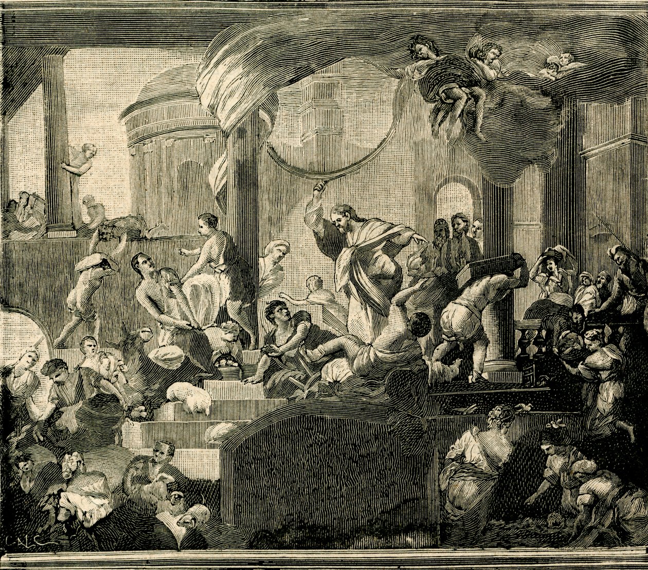 Gesù scaccia i mercanti dal Tempio, olio su tela di Nicola Malinconico (1663-1721), Basilica di Sant