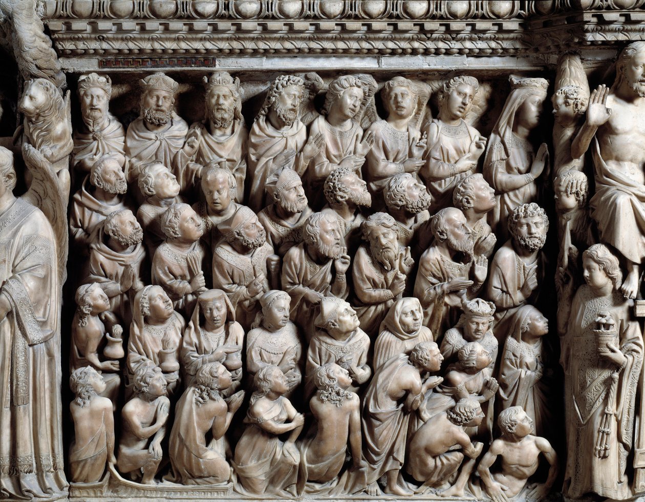 Giudizio Universale, gli eletti, dettaglio del Pulpito da Nicola Pisano