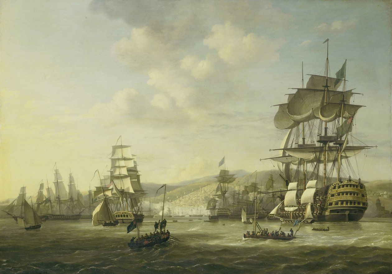 La flotta anglo-olandese nella baia di Algeri che sostiene l