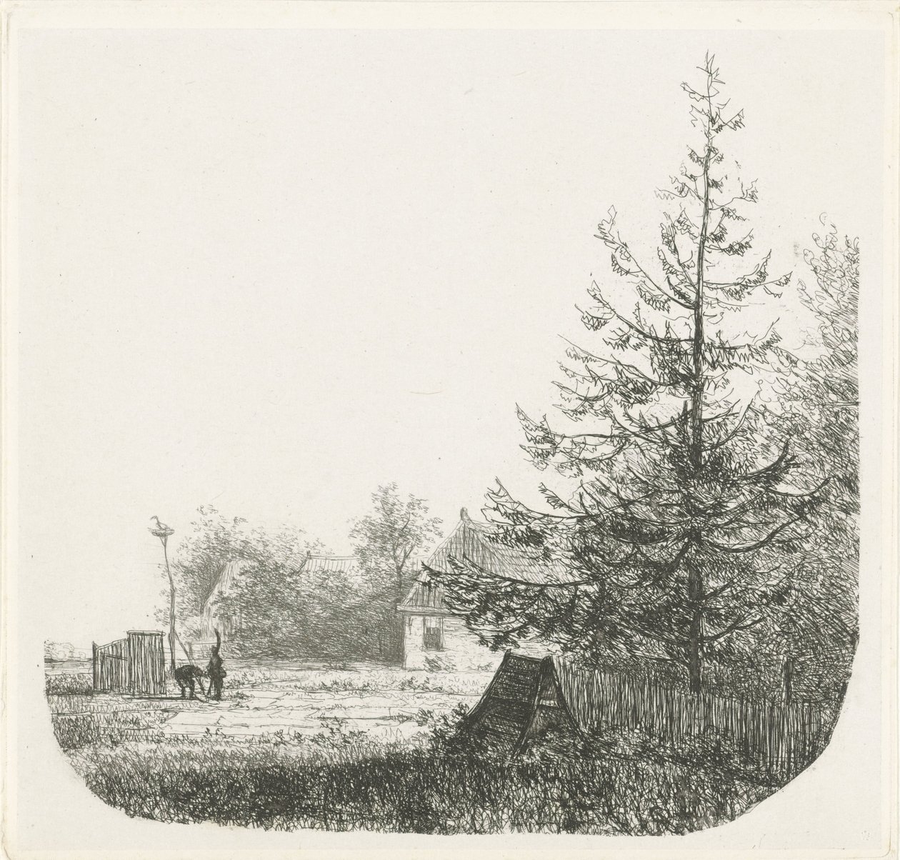 Paesaggio boscoso con nido di cicogne da Nicolaas Johannes Roosenboom