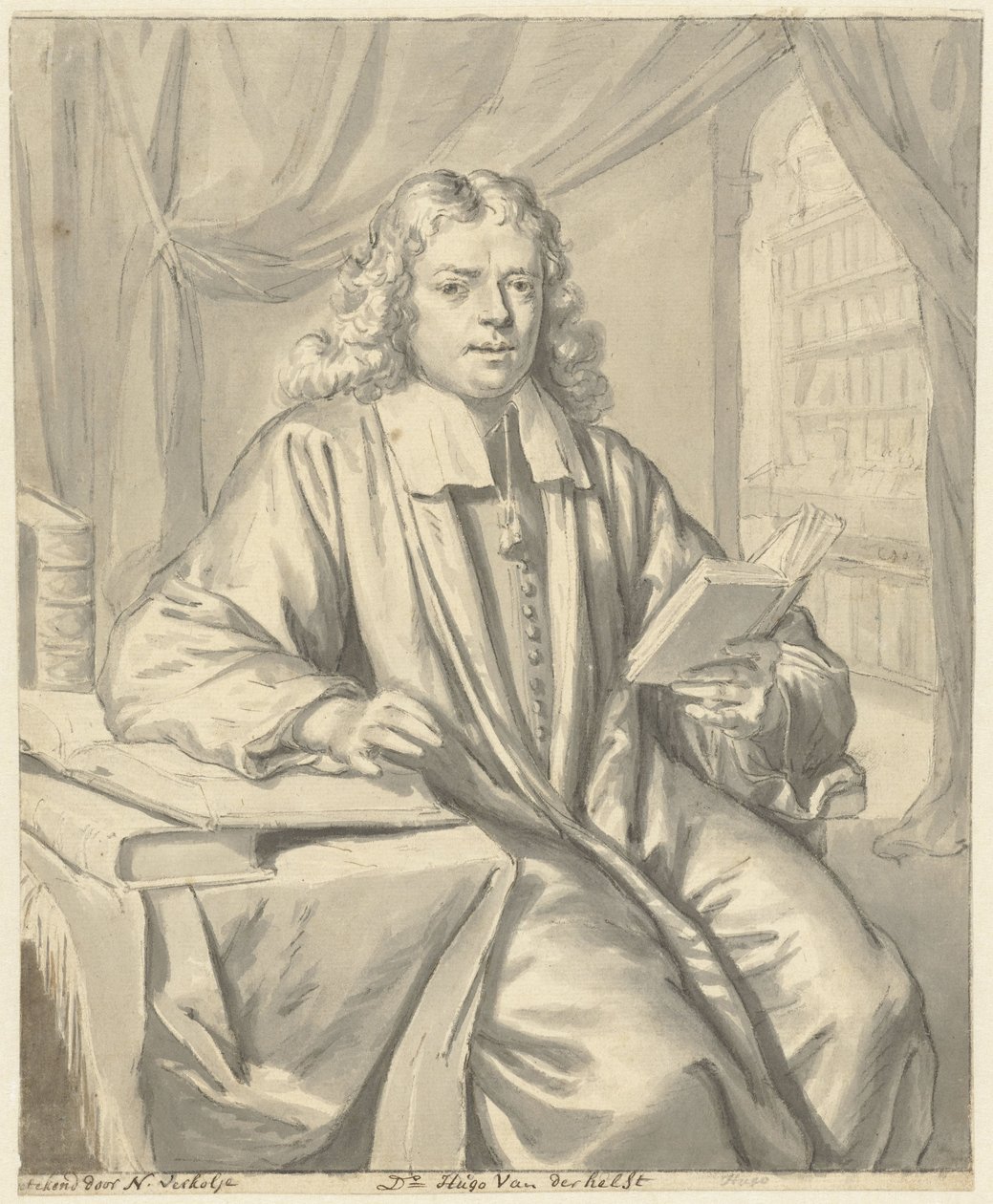 Ritratto del Dr. Hugo van der Helst in uno studio da Nicolaas Verkolje