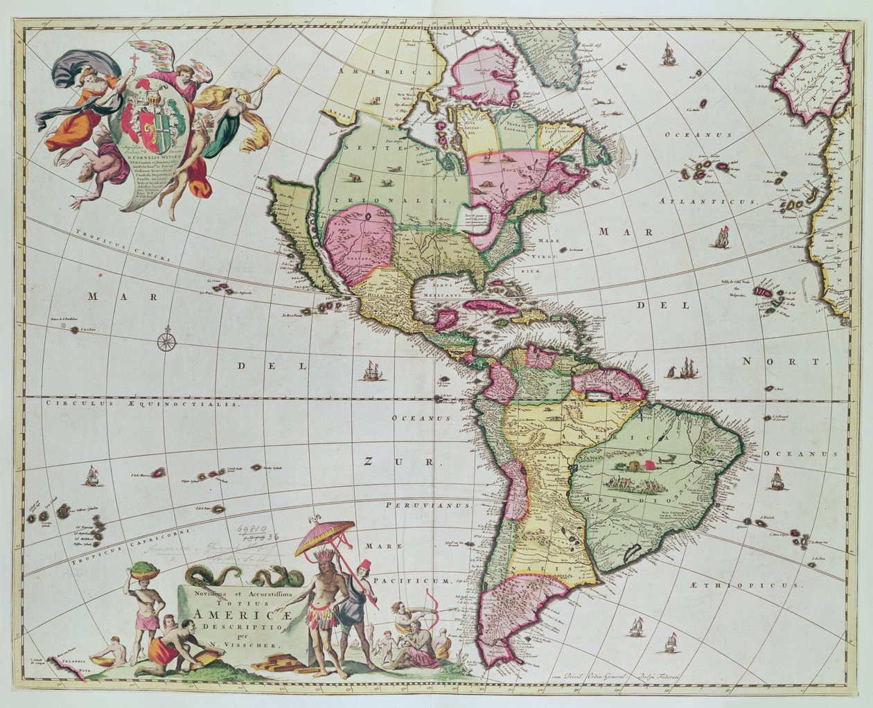 Novissima et Accuratissima Totius Americae Descriptio per N. Visscher, 1648 da Nicolaes Jansz Visscher