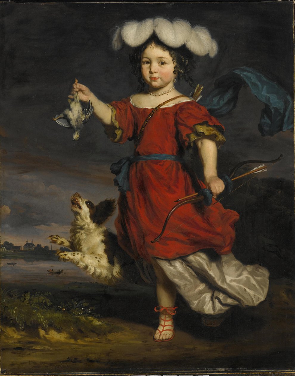 Ritratto di un bambino in un carretto trainato da capre da Nicolaes Maes