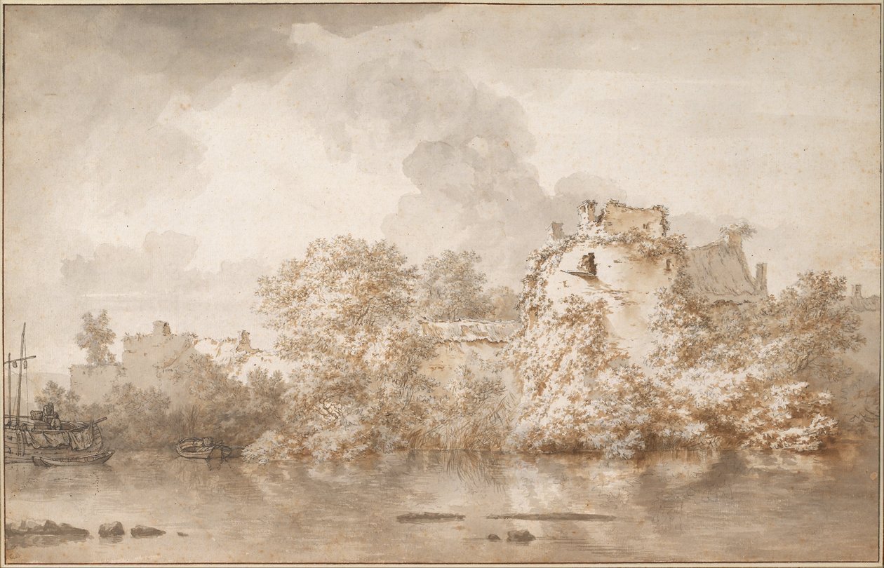 Paesaggio fluviale vicino a Montfoort, c. 1655 da Nicolaes Pietersz. Berchem