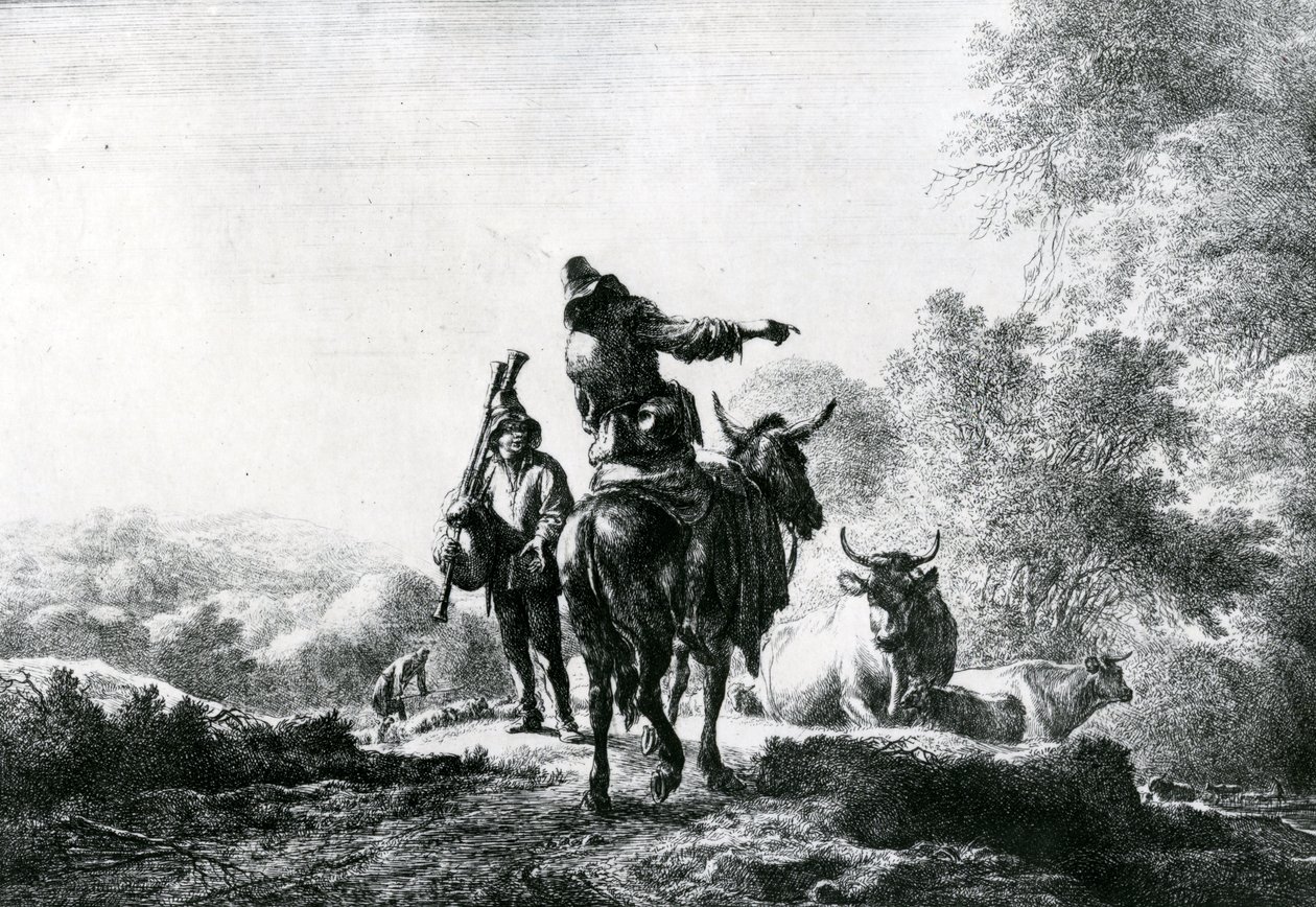 Il suonatore di cornamusa da Nicolaes Pietersz. Berchem