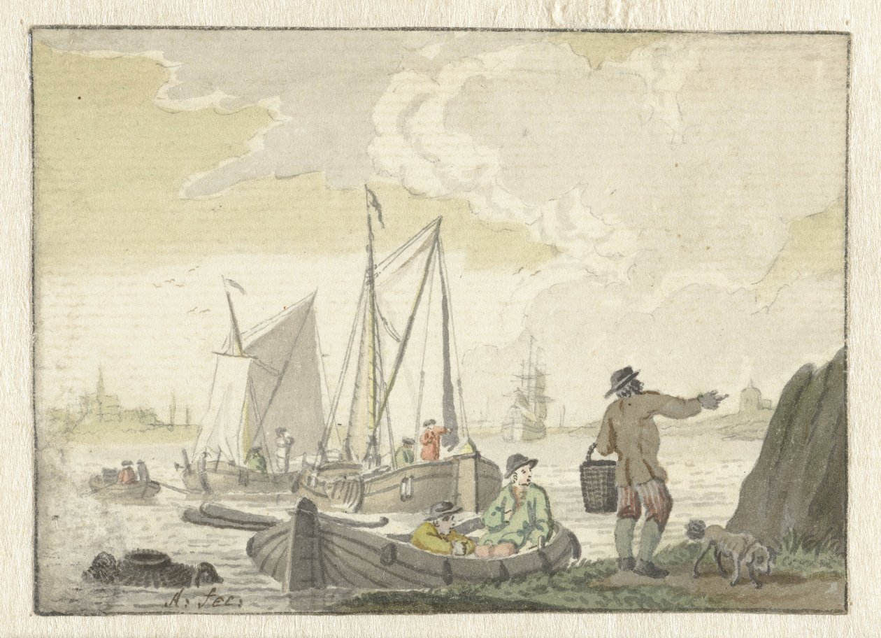 Veduta del fiume con navi da Nicolaes Aartman