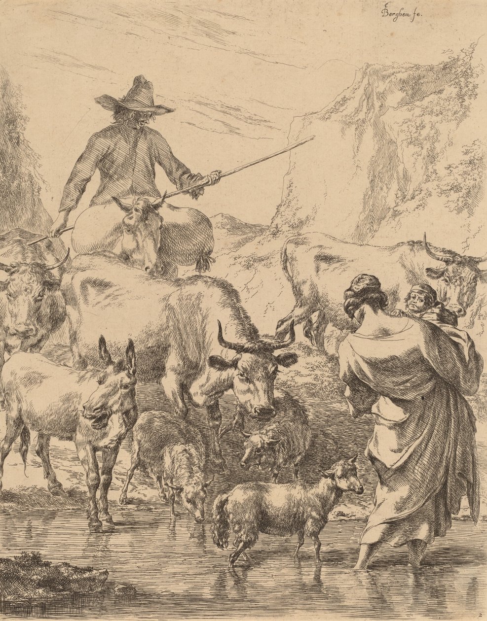 Mandria che attraversa il ruscello da Nicolaes Berchem