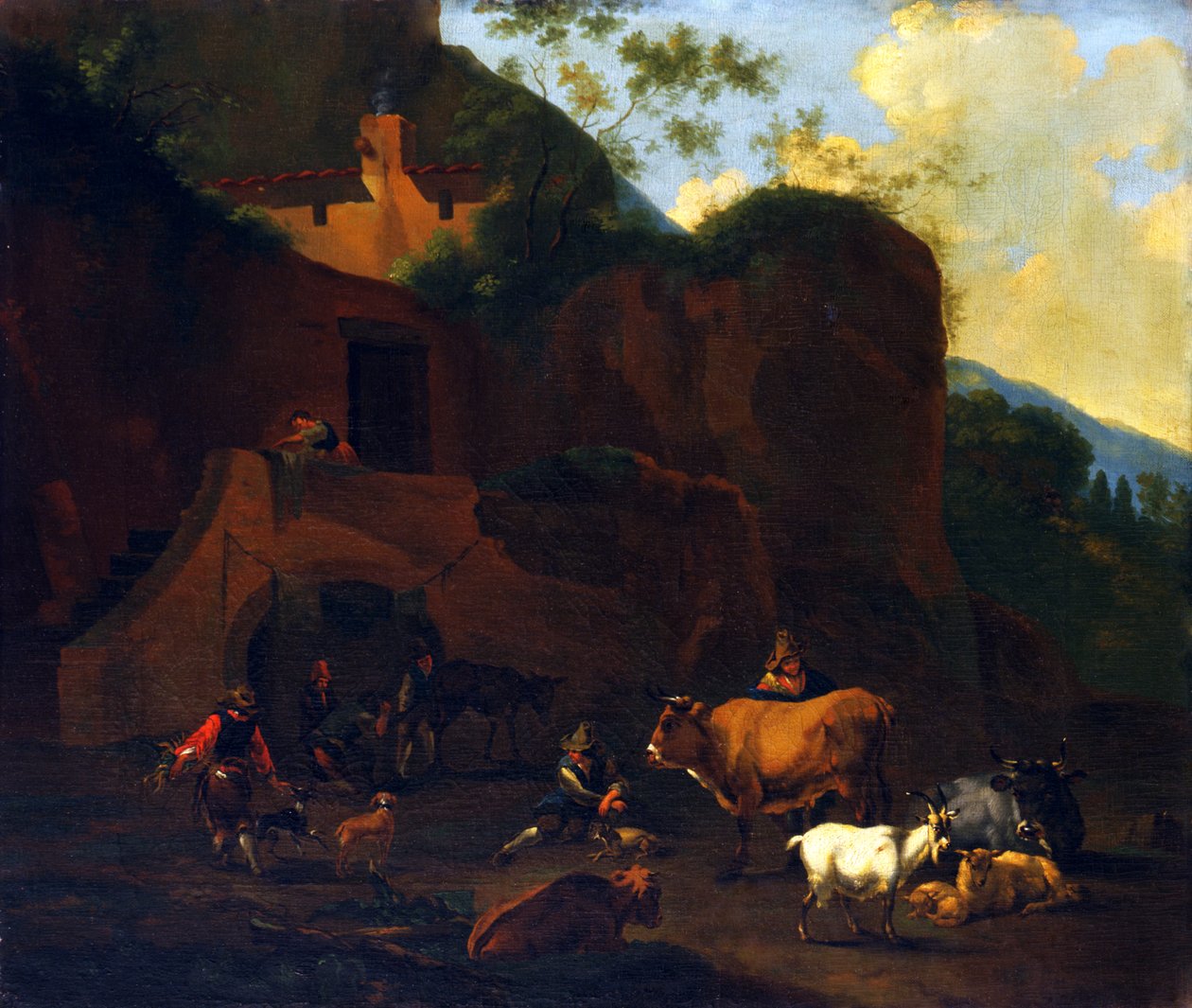 Contadini e bestiame, XVII secolo da Nicolaes Berchem