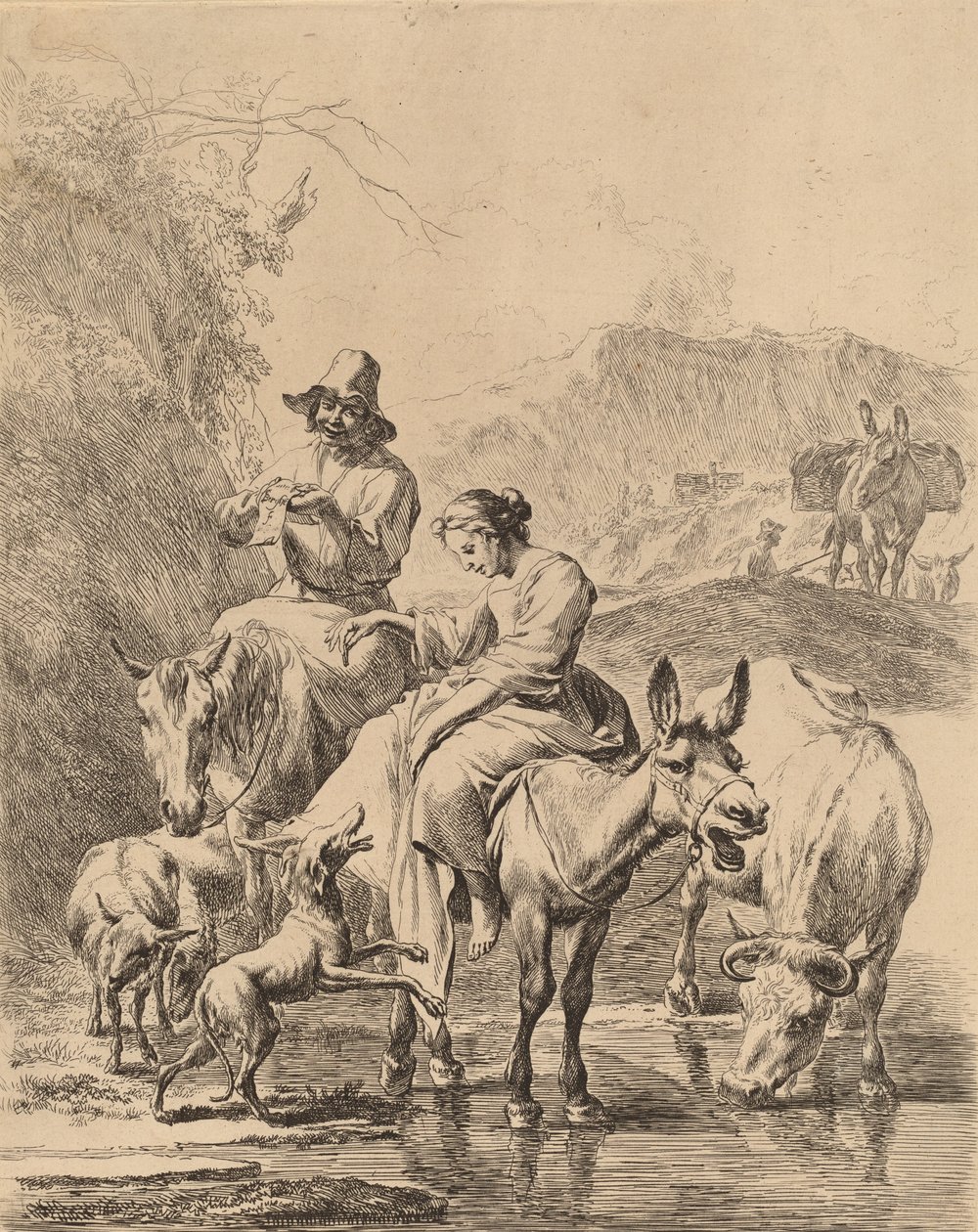 Pastorella su un asino da Nicolaes Berchem
