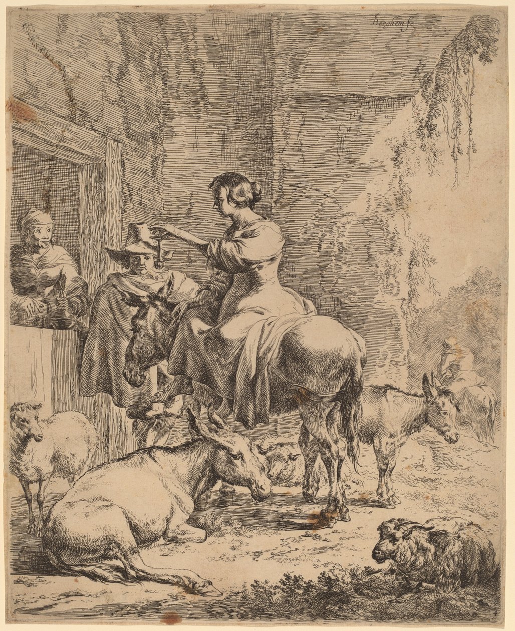 Il riposo prima della locanda da Nicolaes Berchem