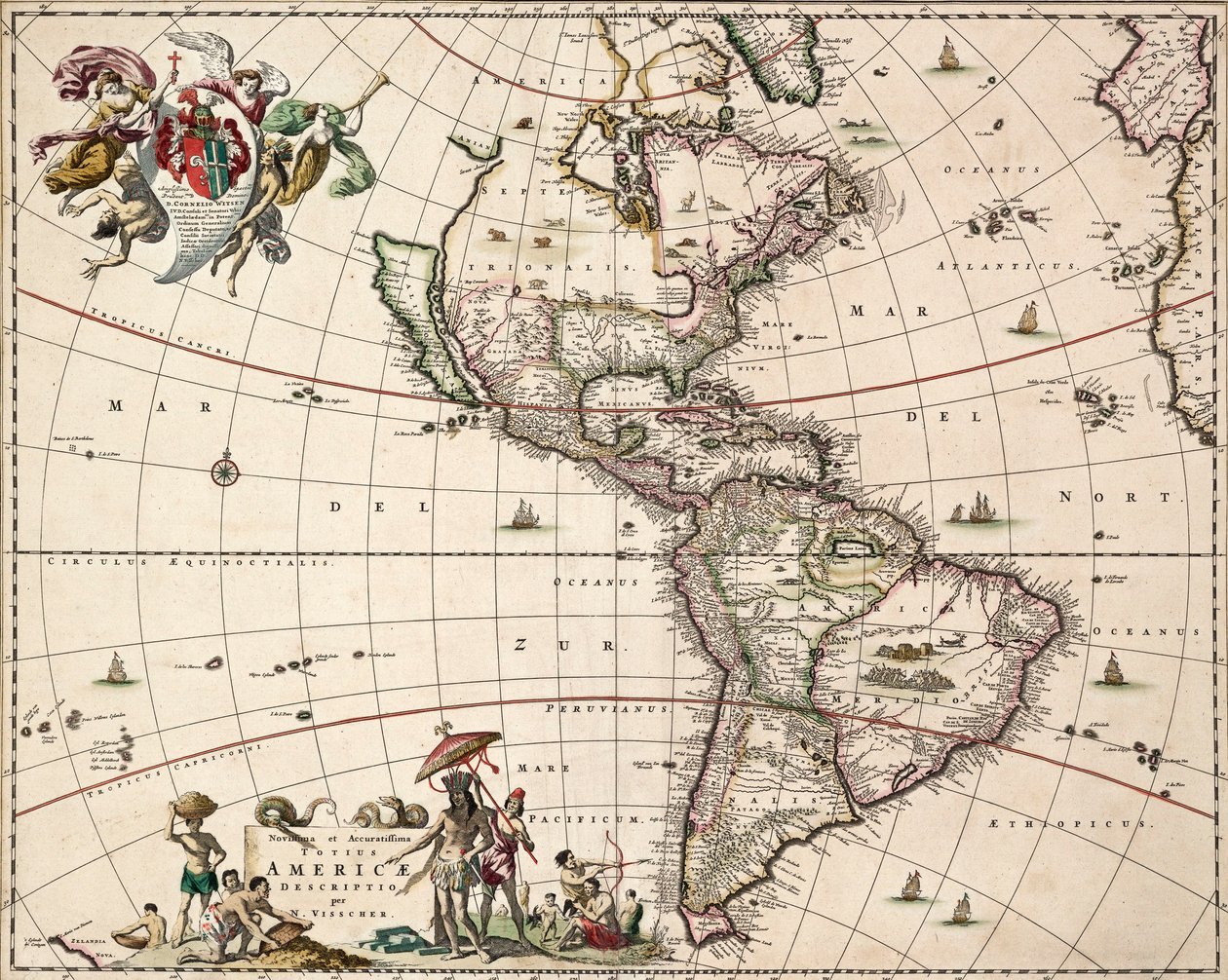 Carta delle Americhe, c.1671 da Nicolaes Jansz (1586 1652) Visscher