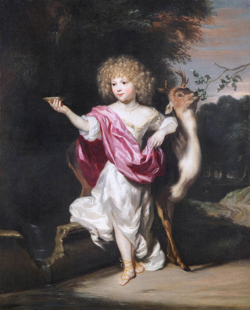 Ritratto di bambina con un cervo da Nicolaes Maes