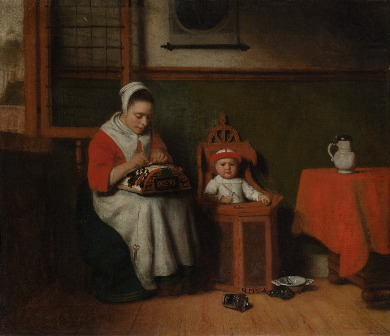 La merlettaia da Nicolaes Maes
