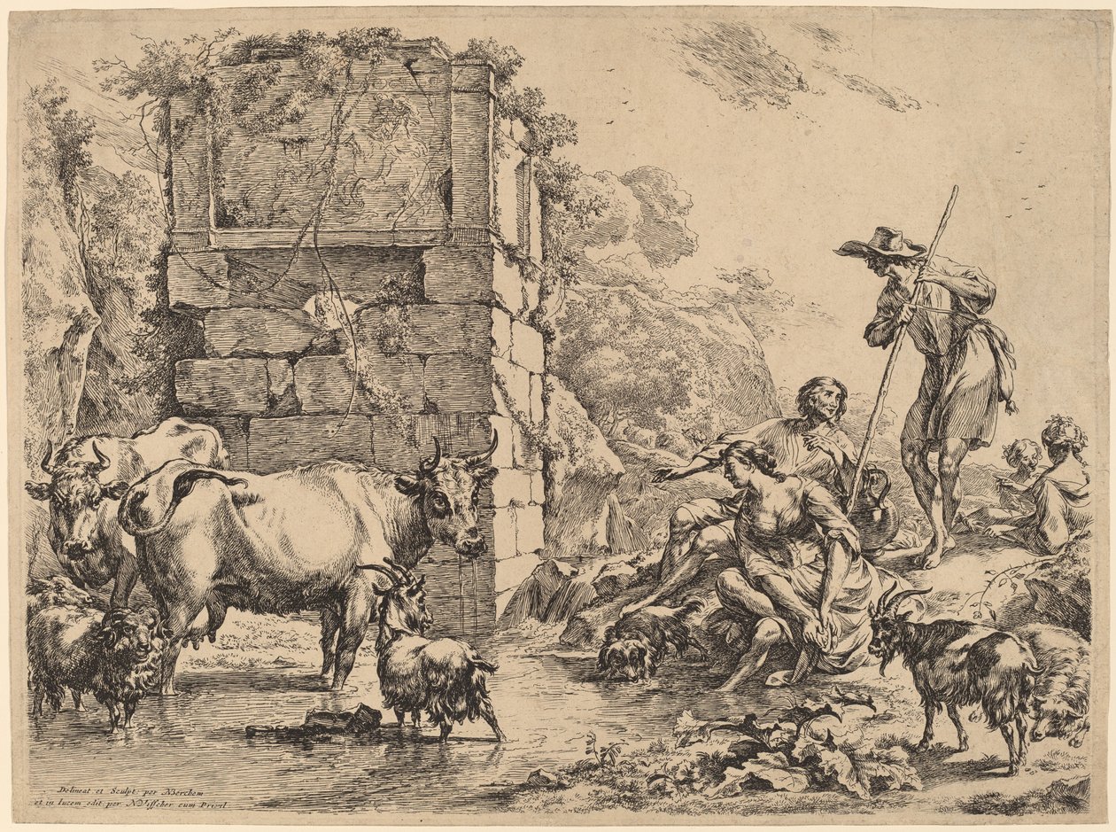 Mucca che beve da Nicolaes Pietersz Berchem