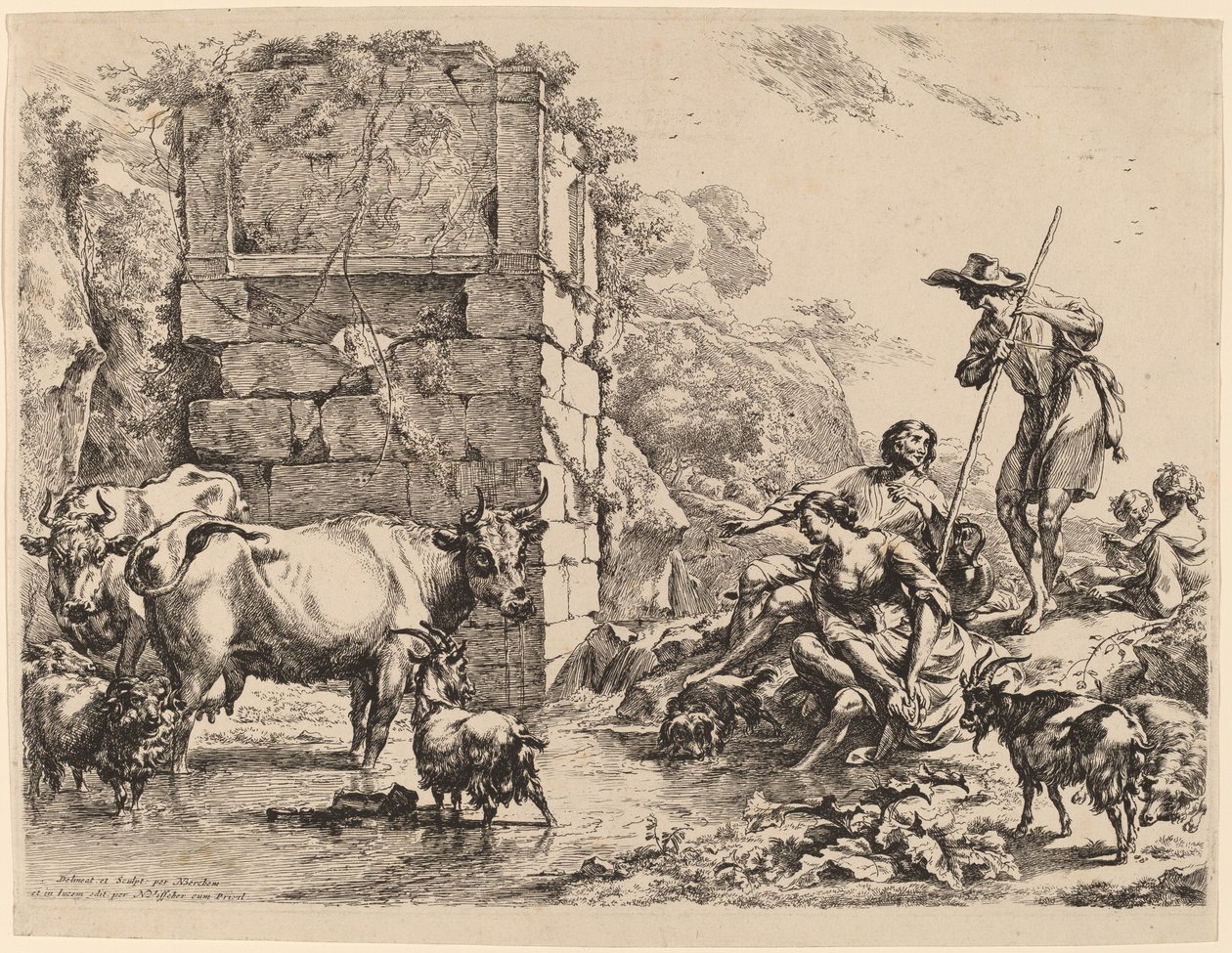 Mucca che Beve da Nicolaes Pietersz Berchem