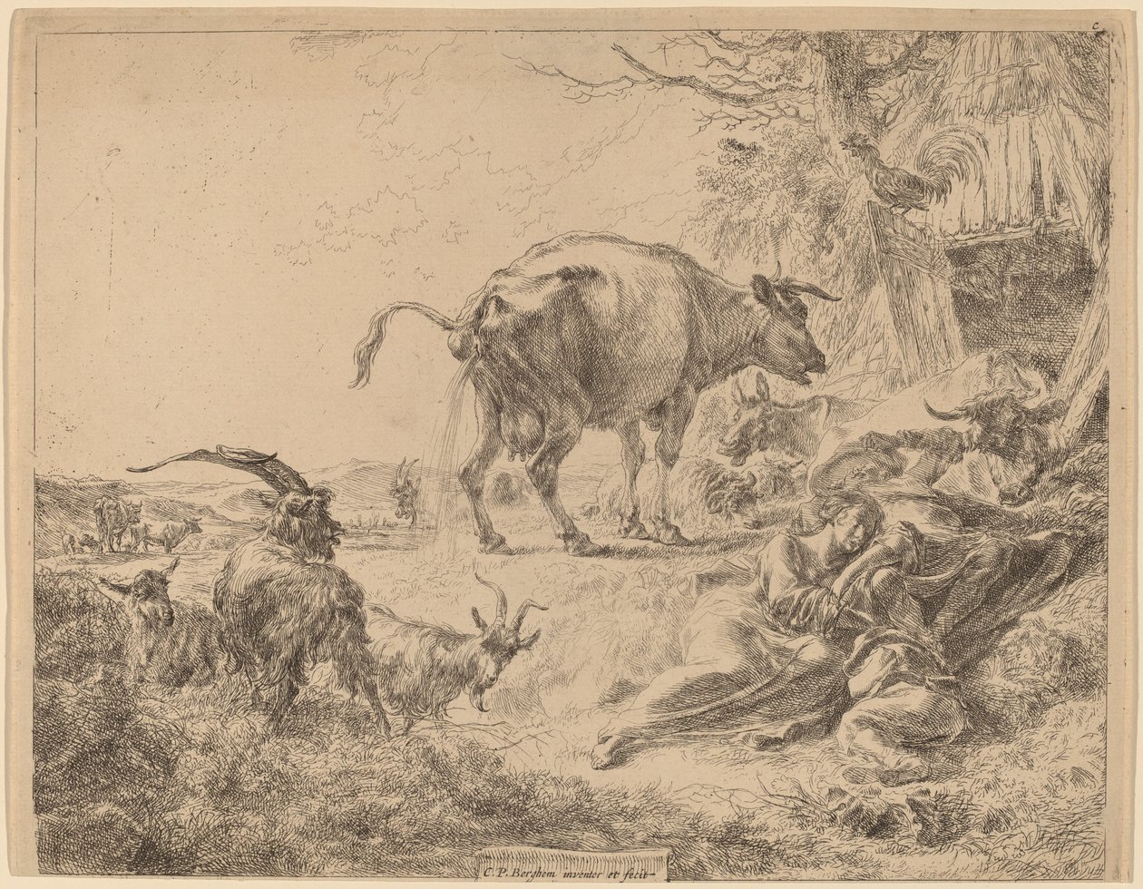 Mucca che urina da Nicolaes Pietersz Berchem