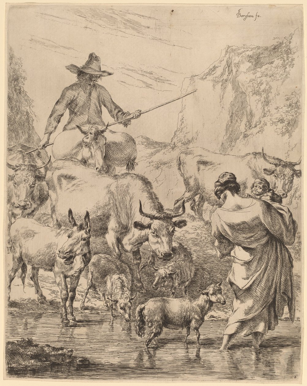 Mandria che Attraversa il Ruscello da Nicolaes Pietersz Berchem