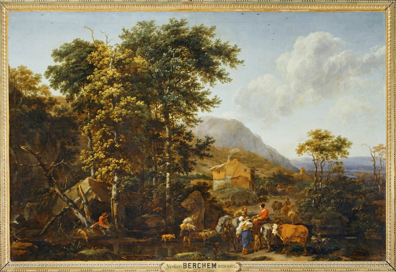 Paesaggio con grande albero ... da Nicolaes Pietersz. Berchem