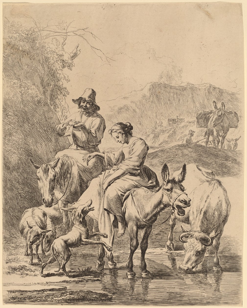 Pastorella su un asino da Nicolaes Pietersz Berchem