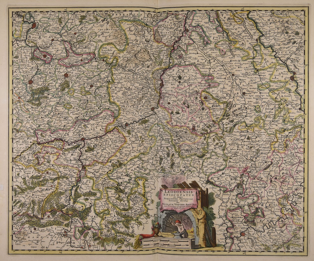 Leodiensis episcopatus in omnes subjacentes provincias distincté divisus da Nicolaes Visscher